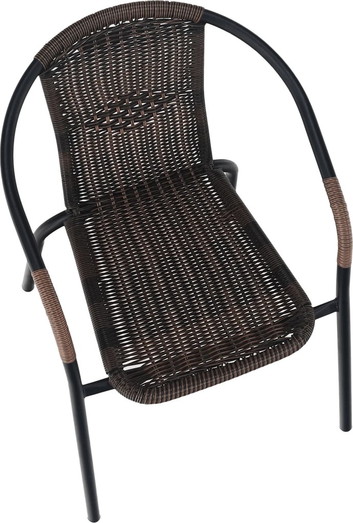 Egymásba rakható szék, barna/fekete fém, DOREN