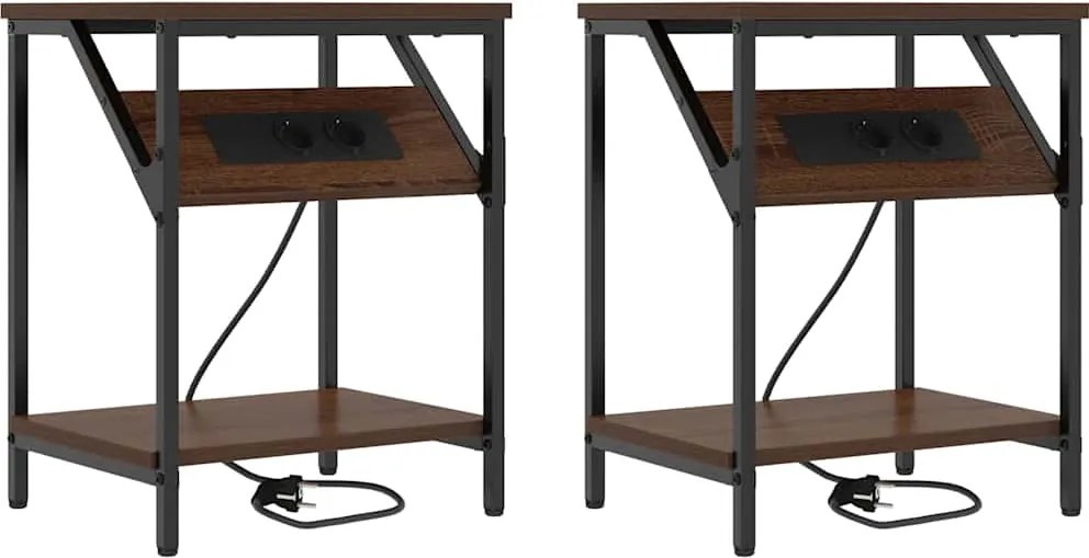 vidaXL Éjjeliszekrény 2 pcs Barna Tölgy 38 x 30 x 48 cm Faanyag