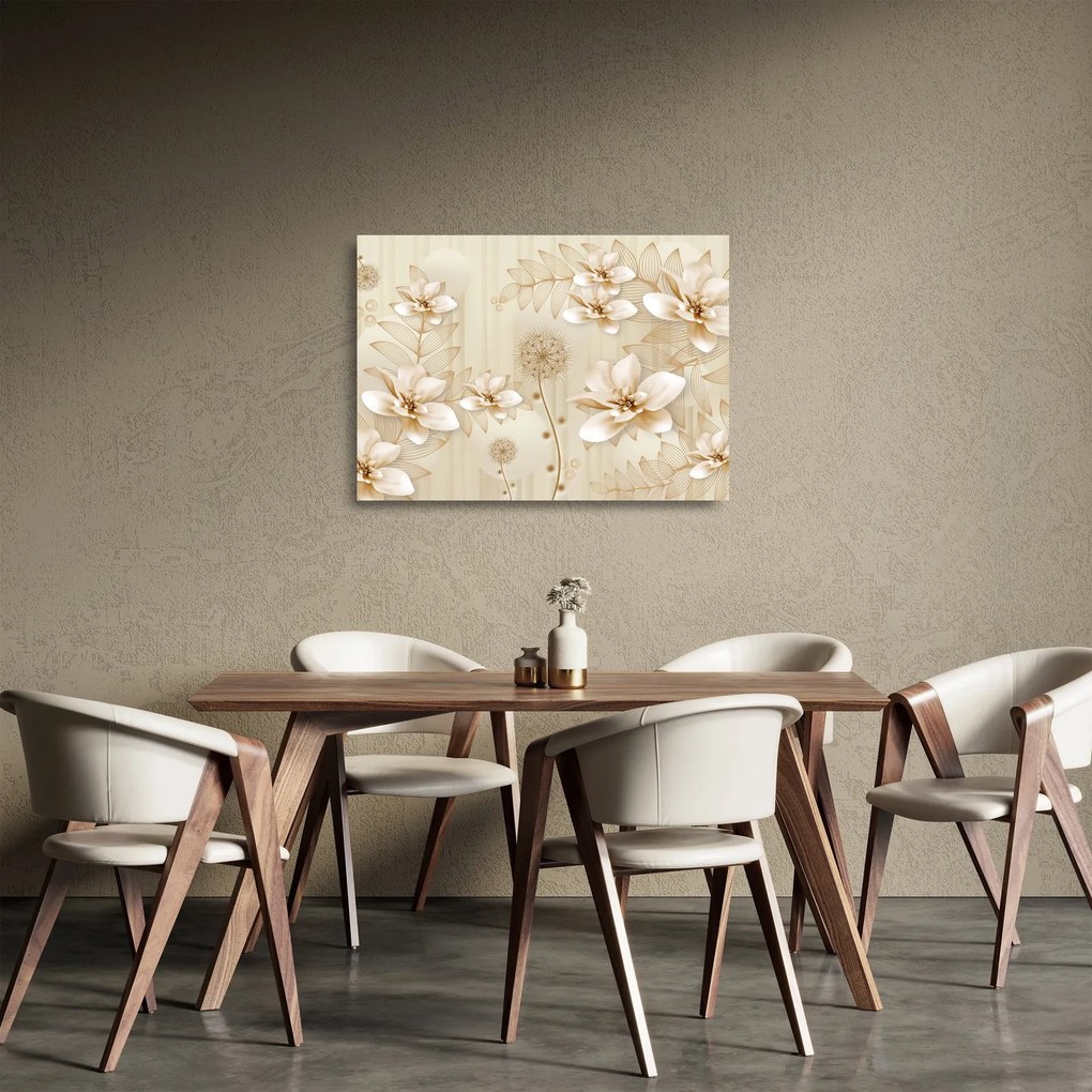 Kép - Arany virágok összetétele (üvegen) (70x50 cm)