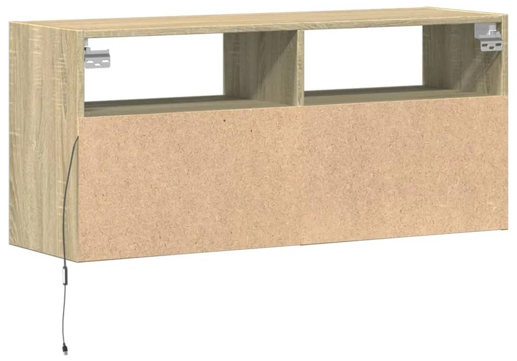 sonoma tölgy színű fali TV-szekrény LED-ekkel 100x31x45 cm