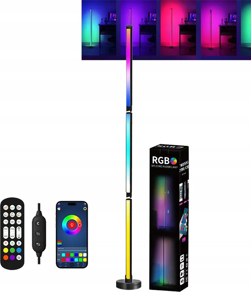 Álló Sarok Lámpa Rgb Led Távirányító App Music Sensor 120 CM