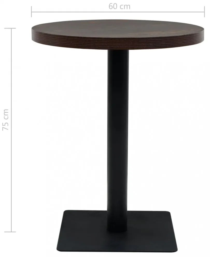 kerek, sötét hamuszínű MDF/acél bisztró asztal 60 x 75 cm