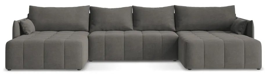 Sötétszürke kinyitható-tárolóhelyes (U alakú) sarokkanapé Moku – Makamii