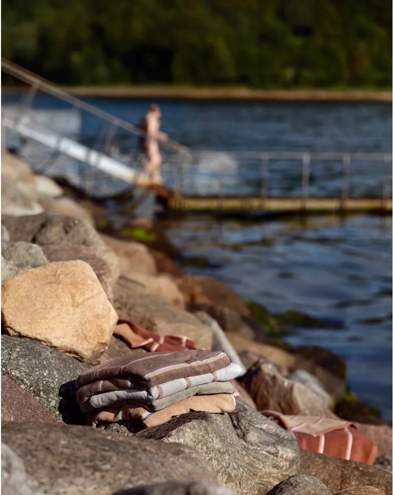 Barna-bézs pamut fürdőlepedő 70x140 cm Sauna – Zone