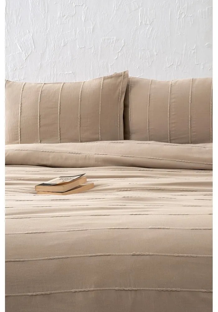 Bézs pamut ágytakaró és párnahuzat szett 210x220 cm Sedef – Mijolnir