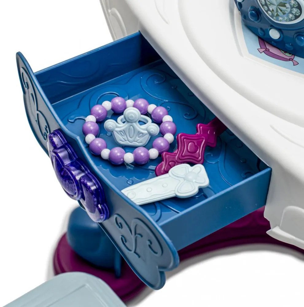 Gyermek zenélő fésülködőasztal jégvilág fénnyel és székkel BABY MIX