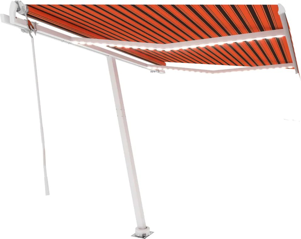 vidaXL narancssárga-barna szélérzékelős és LED-es napellenző 300x250cm