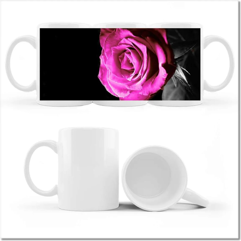 Rózsa mintás bögre, lila