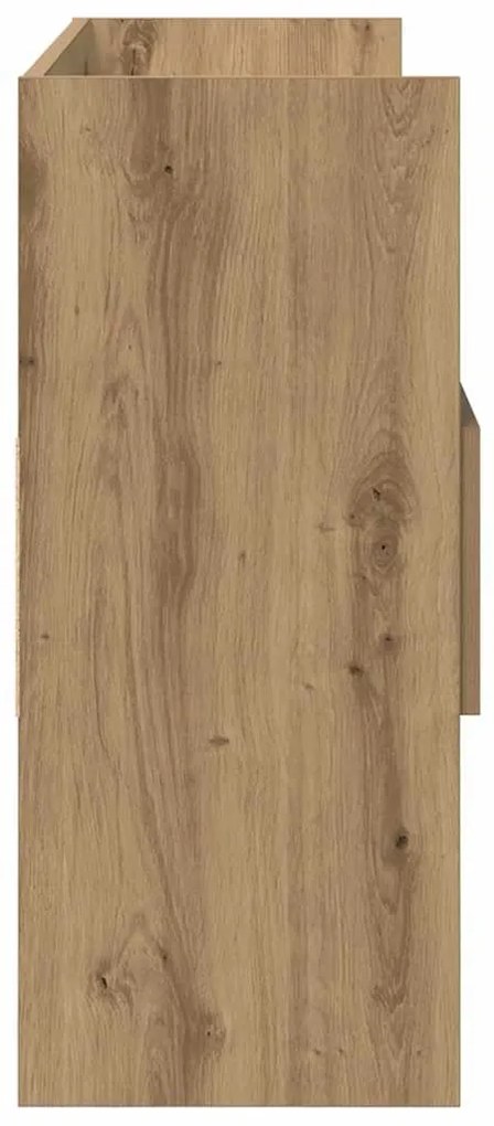 kézműves tölgy színű szerelt fa tálalószekrény 105x30x70 cm