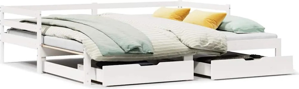 vidaXL fehér kihúzható heverő fiókokkal matrac nélkül 80 x 200 cm