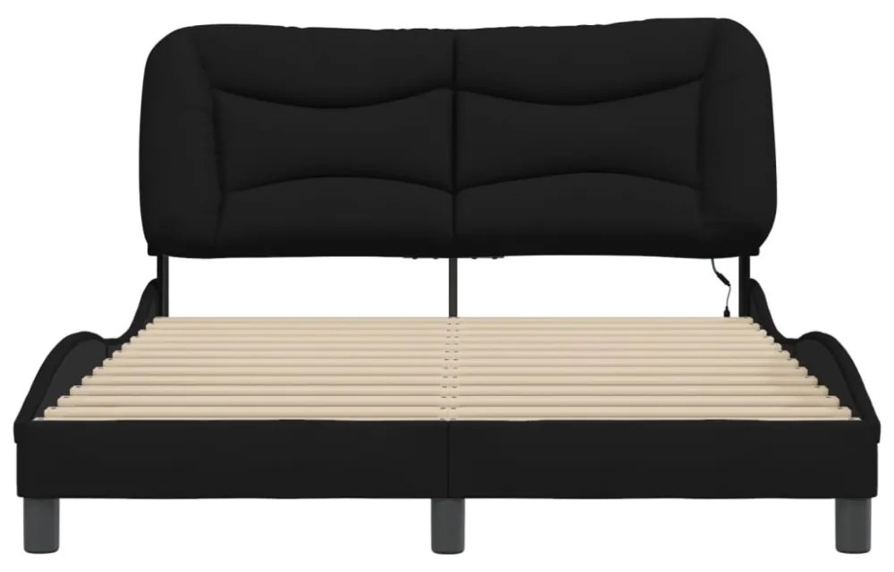 fekete szövet ágykeret LED-ekkel matrac nélkül Hvar 140 x 190 cm