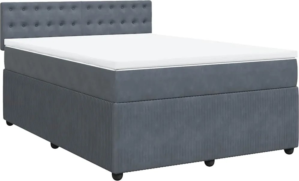 vidaXL sötétszürke bársony rugós ágy matraccal 140x190 cm