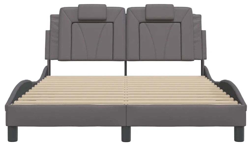 szürke ágykeret Viana LED-ekkel matrac nélkül 140 x 190 cm