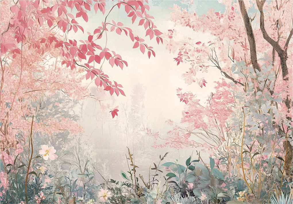 Fotótapéta Erdő Rózsaszín Természet Hálószoba Nappali Tapéta Flizelina 200x140