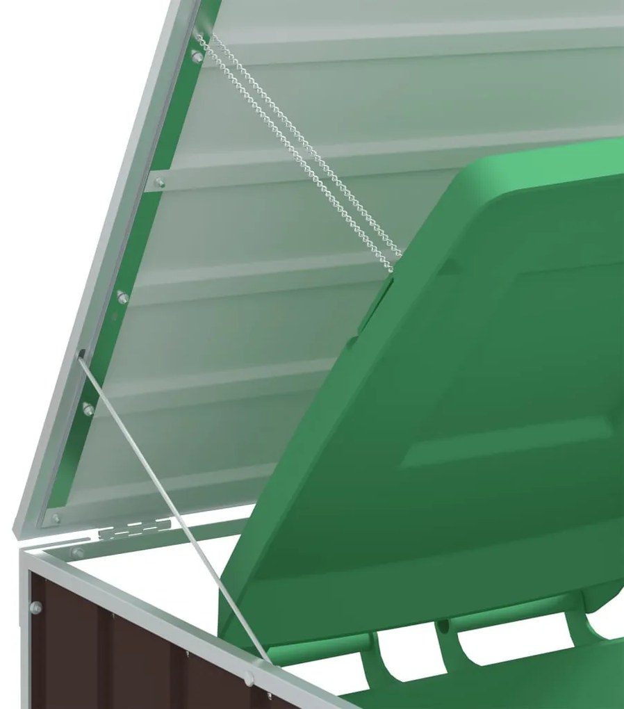 barna acél kerekes szemetes tároló dupla tárolókhoz 138 x 79 x 117 cm