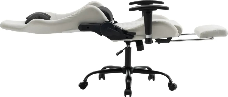 Irodai/gamer szék, fehér/fekete, teherbírás 150 kg, PAPIBAS