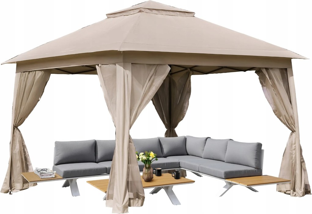 Kerti pavilon 3x3 m összecsukható automatikusan pop-up 4 szúnyogháló sátor