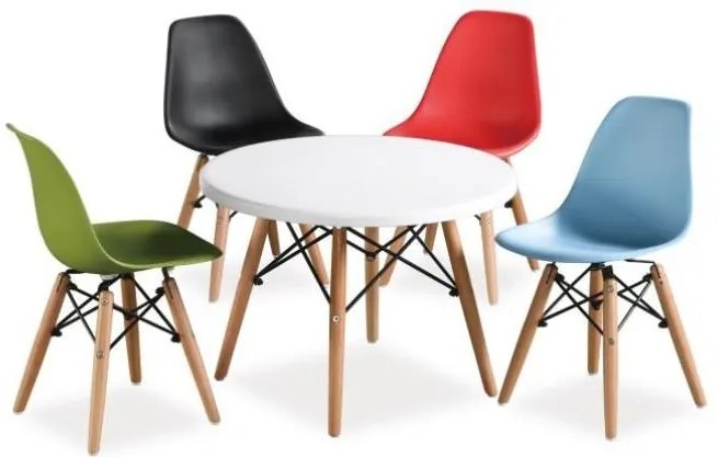 Étkezőasztal, fehér/bükk, GAMIN II NEW 80cm