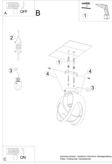 Sollux SL.1082 - Felületre szerelhető csillár TULOS 1xE27/60W/230V fehér