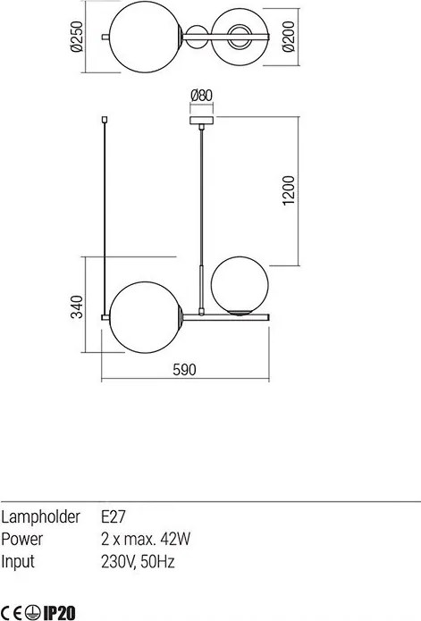 REDO 01-1633 TALIS Modern Függesztett Lámpa E27 IP20