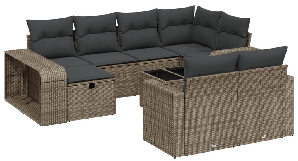 vidaXL 11 részes világosszürke polyrattan kerti ülőgarnitúra párnákkal