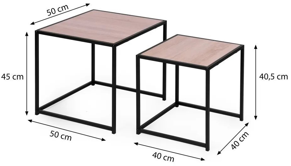 LOFT stílusú 2 db dohányzóasztal szett