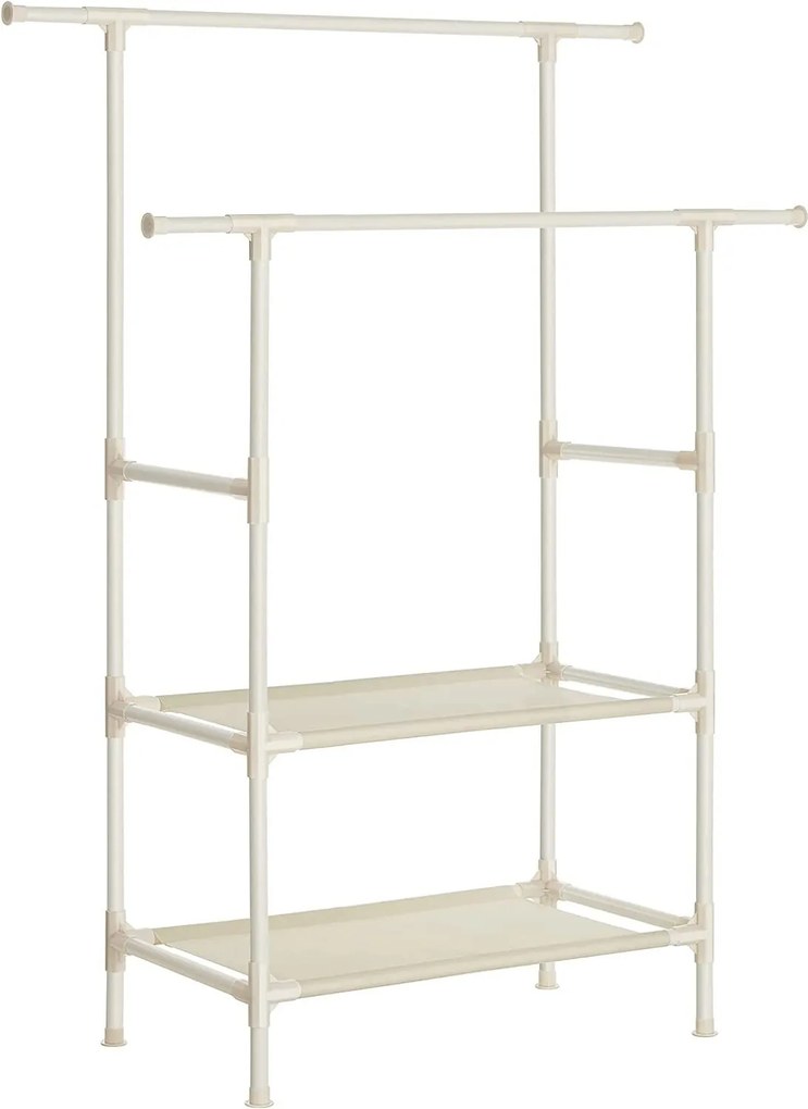 Ruhaállvány két akasztóval és kétpolccal fehér 114x45x114cm