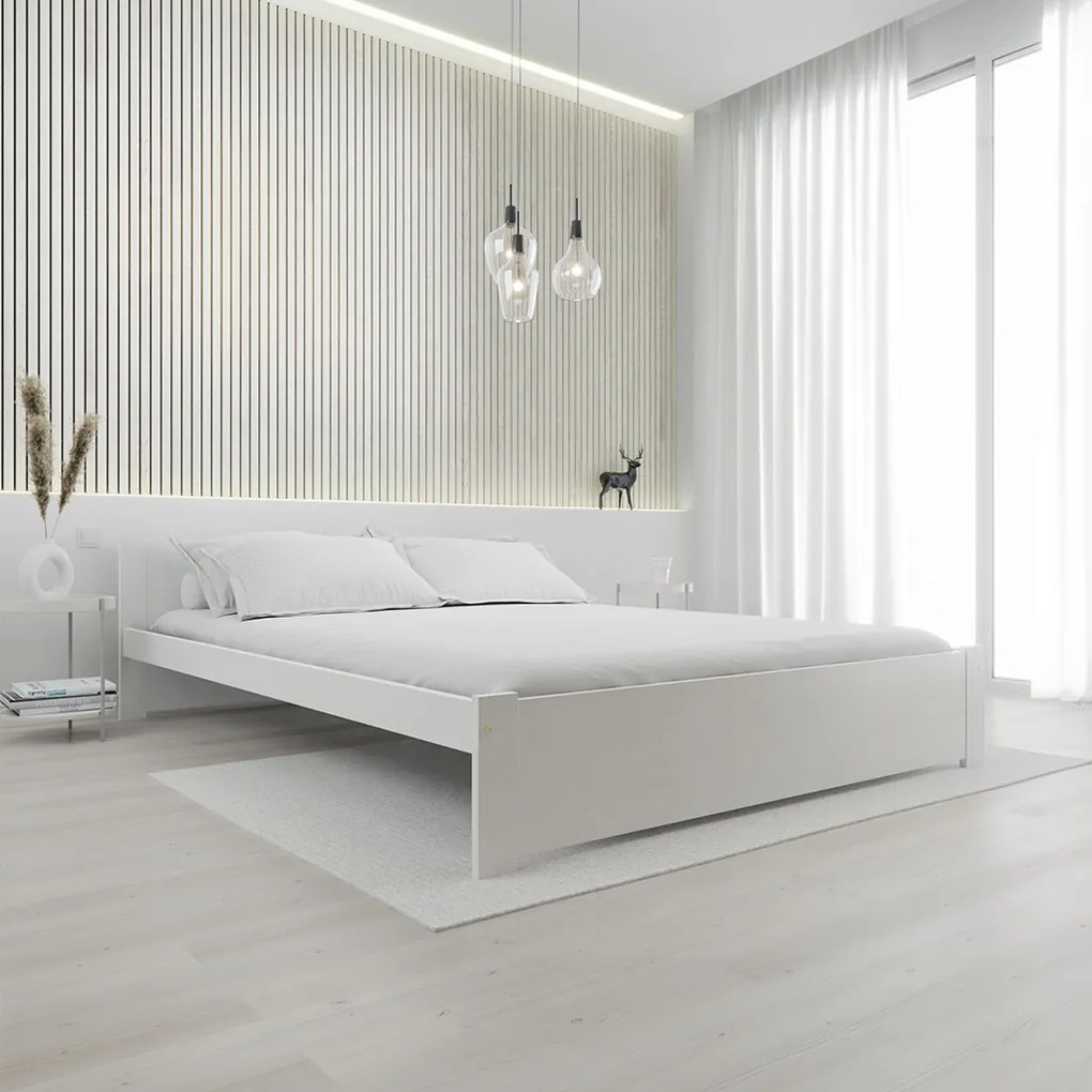 Ágy IKAROS 180 x 200 cm, fehér Matrac: Coco Maxi matrac 20 cm, Ágyrács: Lamellás ágyráccsal