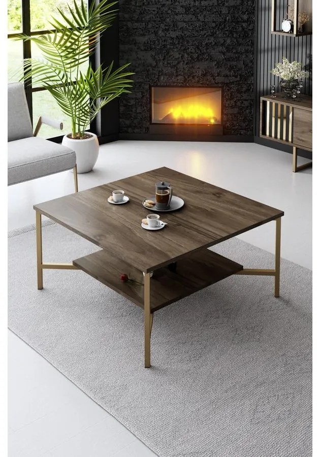 Dohányzóasztal Gold Line - Walnut, Black