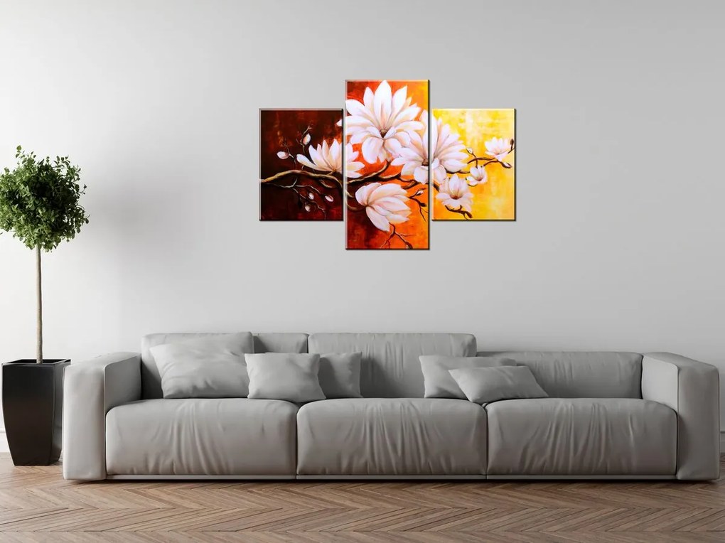 Gario Vászonkép Színes magnóliák - 3 részes Méret: 90 x 70 cm