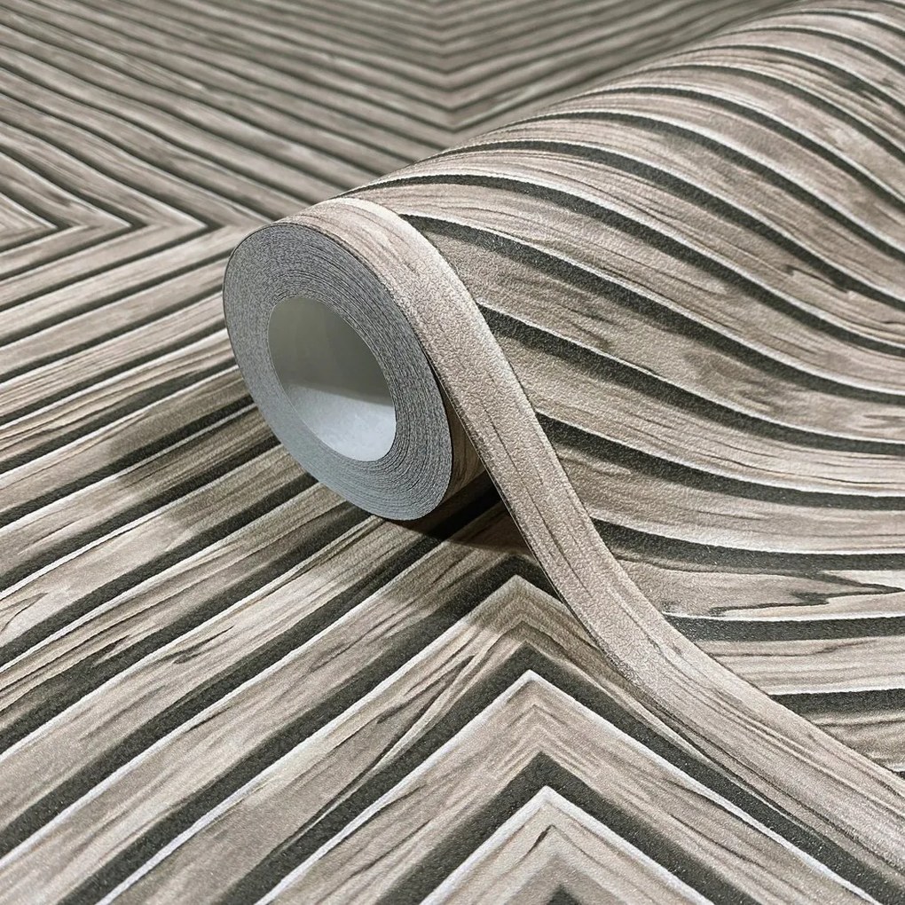 Fa paneleket utánzó tapéta szürke fekete Bézs tapéta