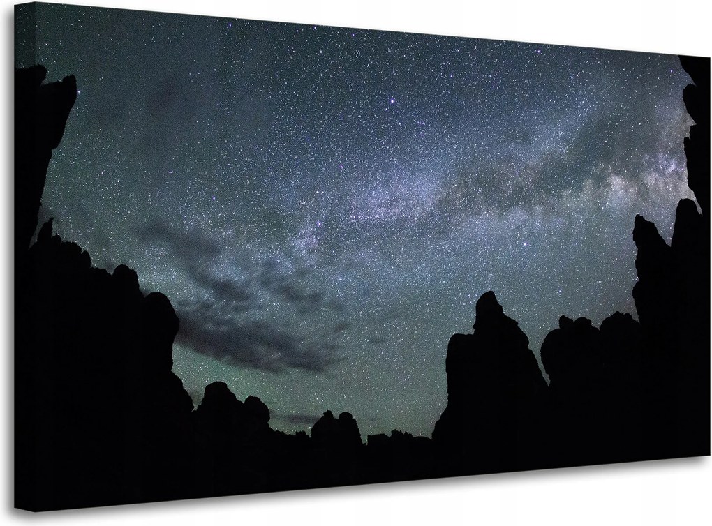 Vászonkép Természet Kozmosz Hegyek Sötétség Éjszaka Csillagászat 100x60