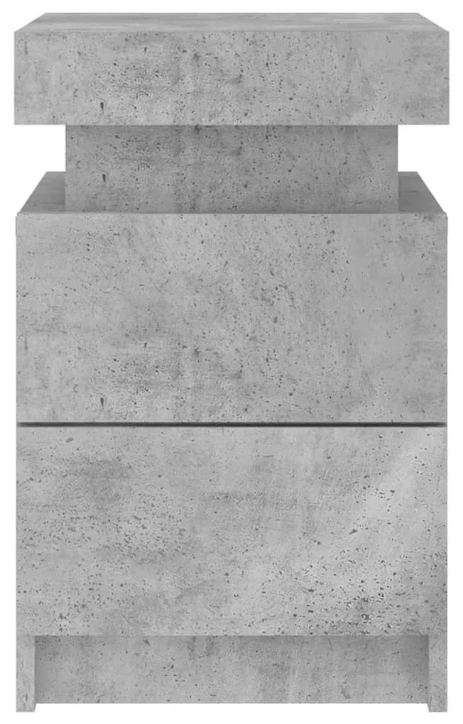 2 db betonszürke éjjeliszekrény LED-világítással 35x39x55 cm