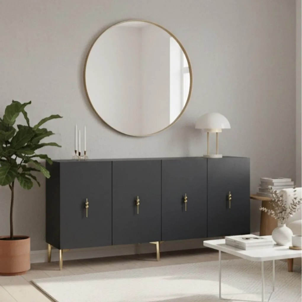 Komód, arany-antracit, 150 cm