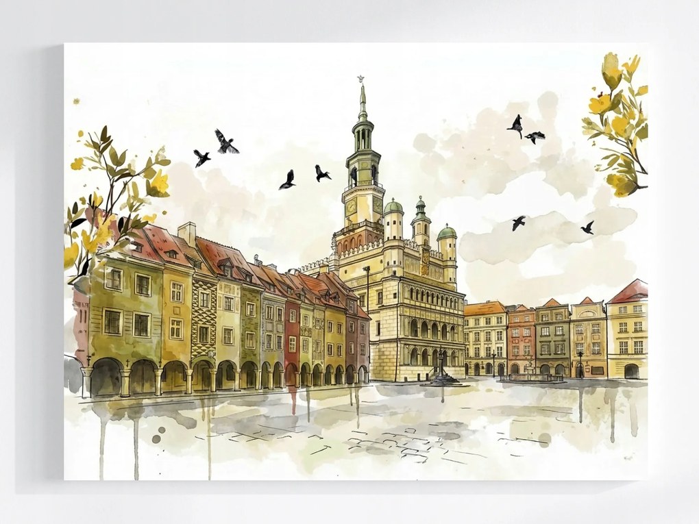 Vászonkép Canvas Lengyelország Város Poznań Piac Városháza Bérháza 80x60