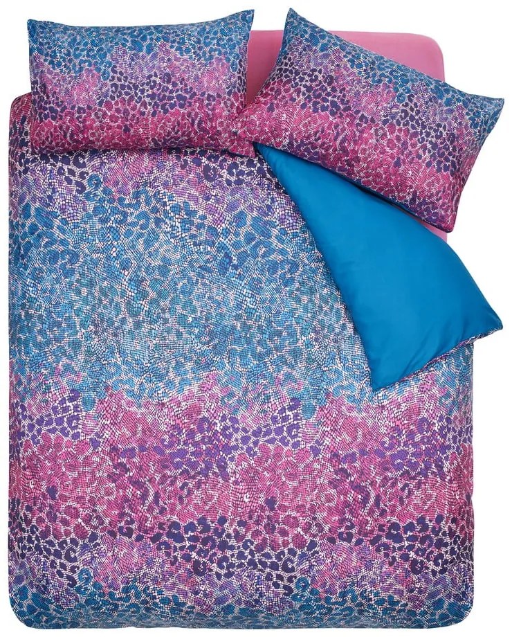 Kék-rózsaszín kétszemélyes mikroszatén ágyneműhuzat 200x200 cm Animal Print – Catherine Lansfield