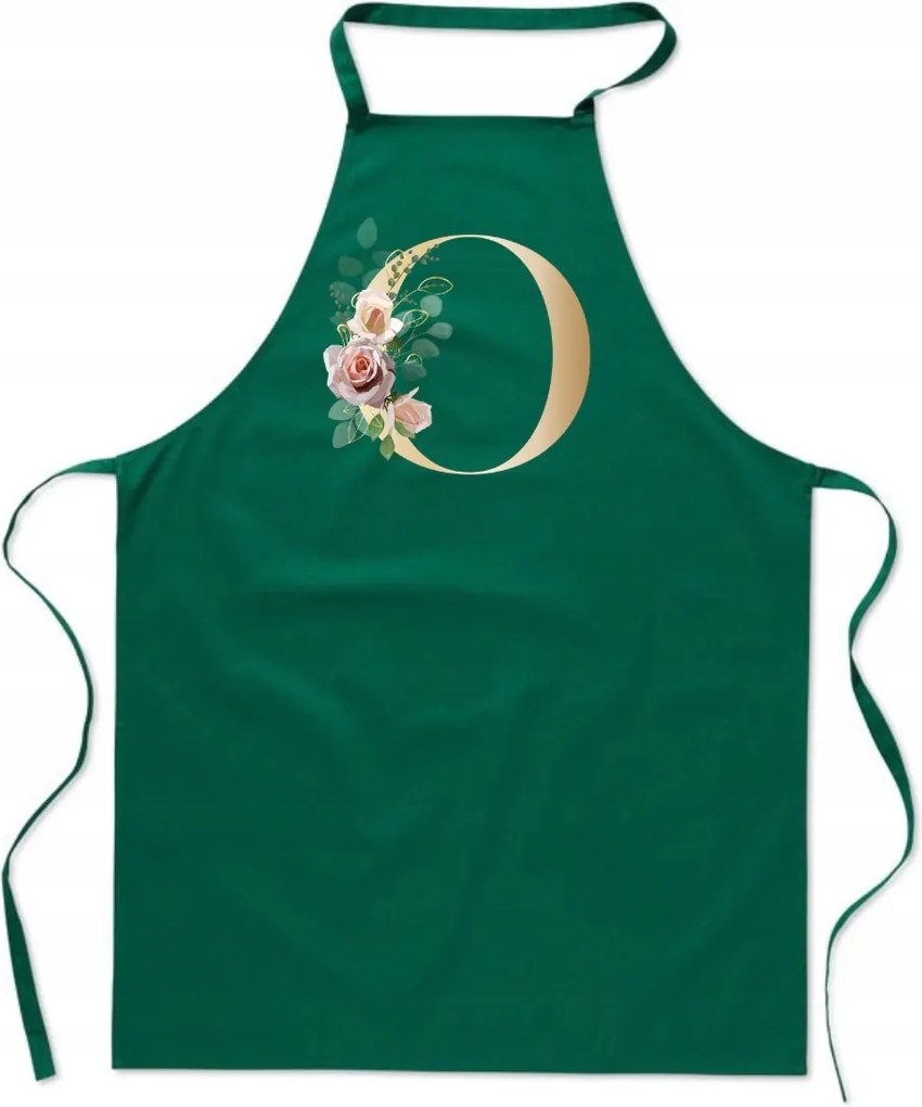 Konyhai Kötény zöld O Betűvel Monogram Ola Olívia Olga FA_333_z