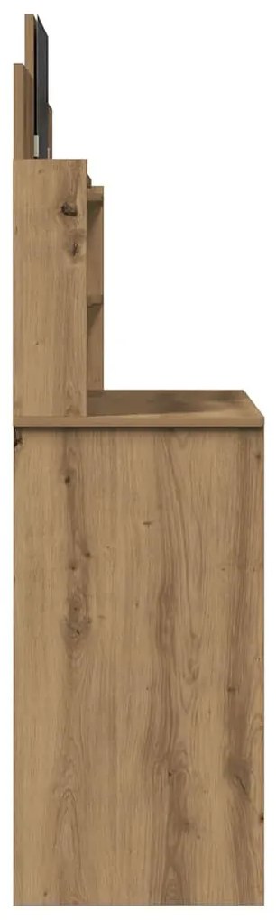 kézműves tölgy színű fésülködőasztal tükörrel 96x39x142 cm