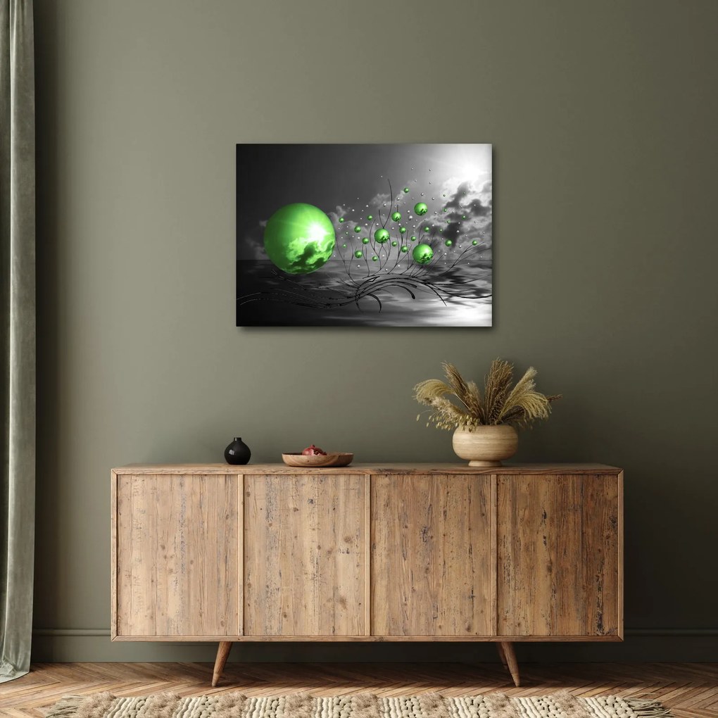 Zöld absztrakt gömbök képe (70x50 cm)