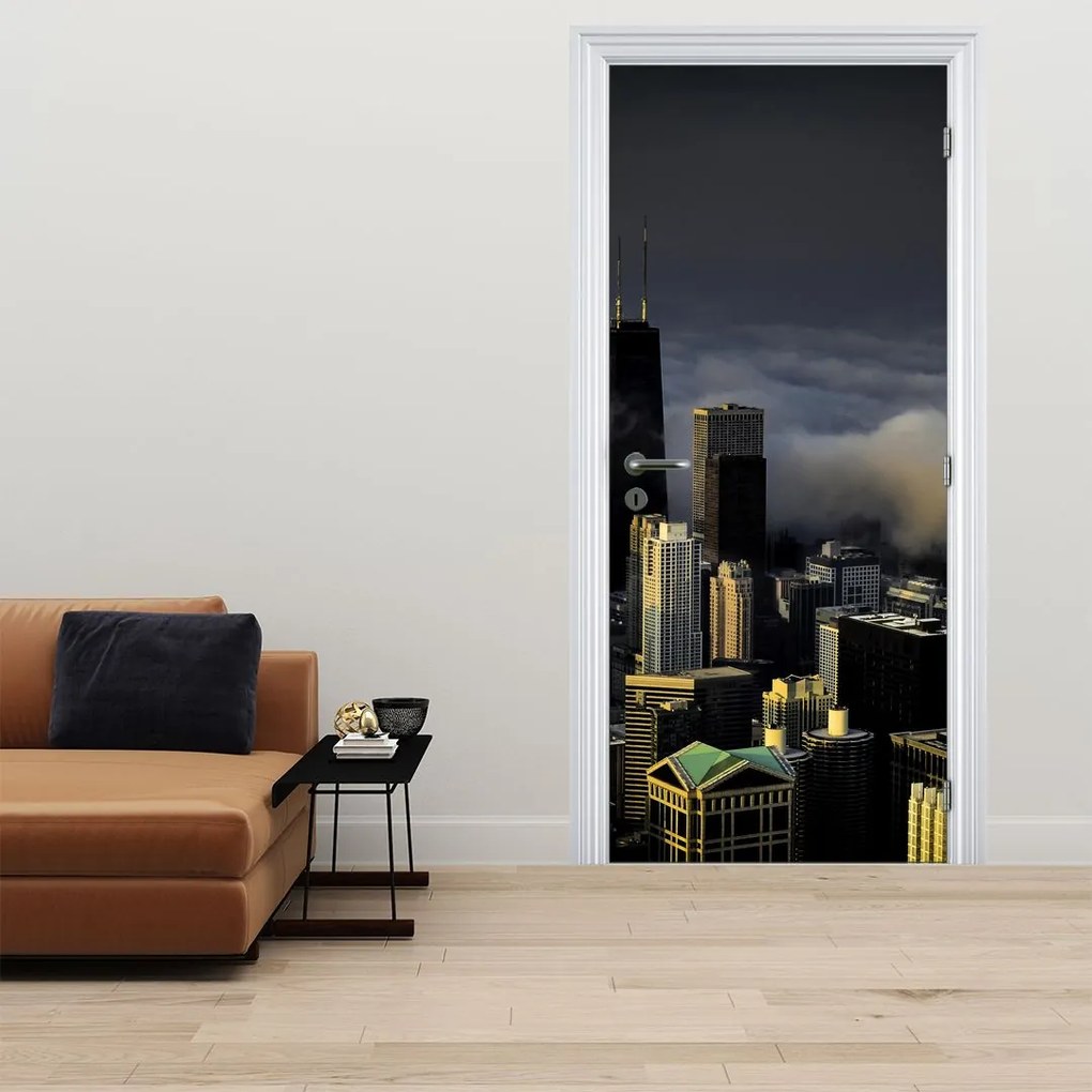 Fotótapéta ajtóra - Város a felhőkben (95x205cm)