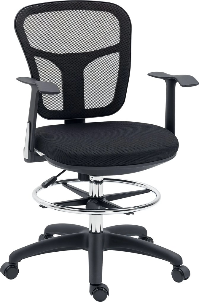 Vinsetto Irodai Szék, Ergonomikus Rajzszék, 95-115 cm-es Számítógép Szék Karfával, Íróasztali Szék Lábpihentővel, Forgószék Irodába és Nappaliba, Háló