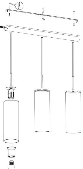 Eglo 98697 - Csillár zsinóron SELVINO 3xE27/15W/230V