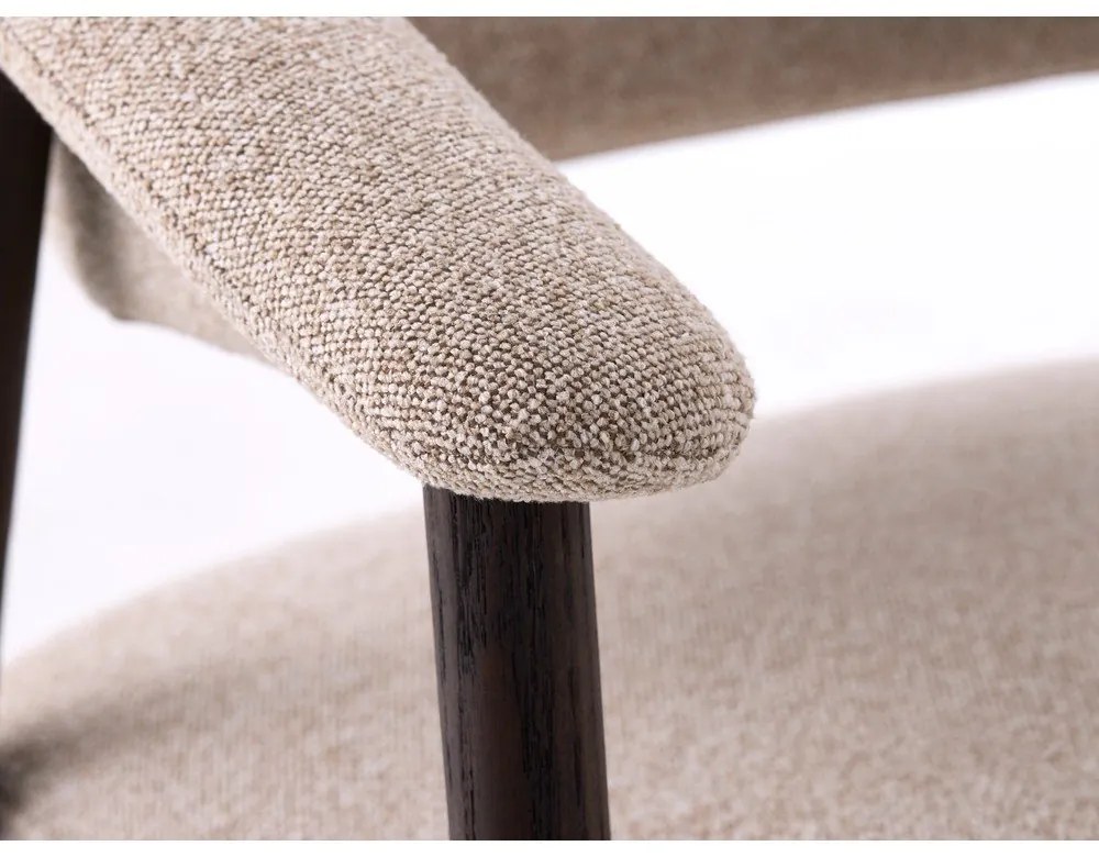 Bézs tölgyfa karfás étkezőfotel szett 2 db-os Elk – Unique Furniture