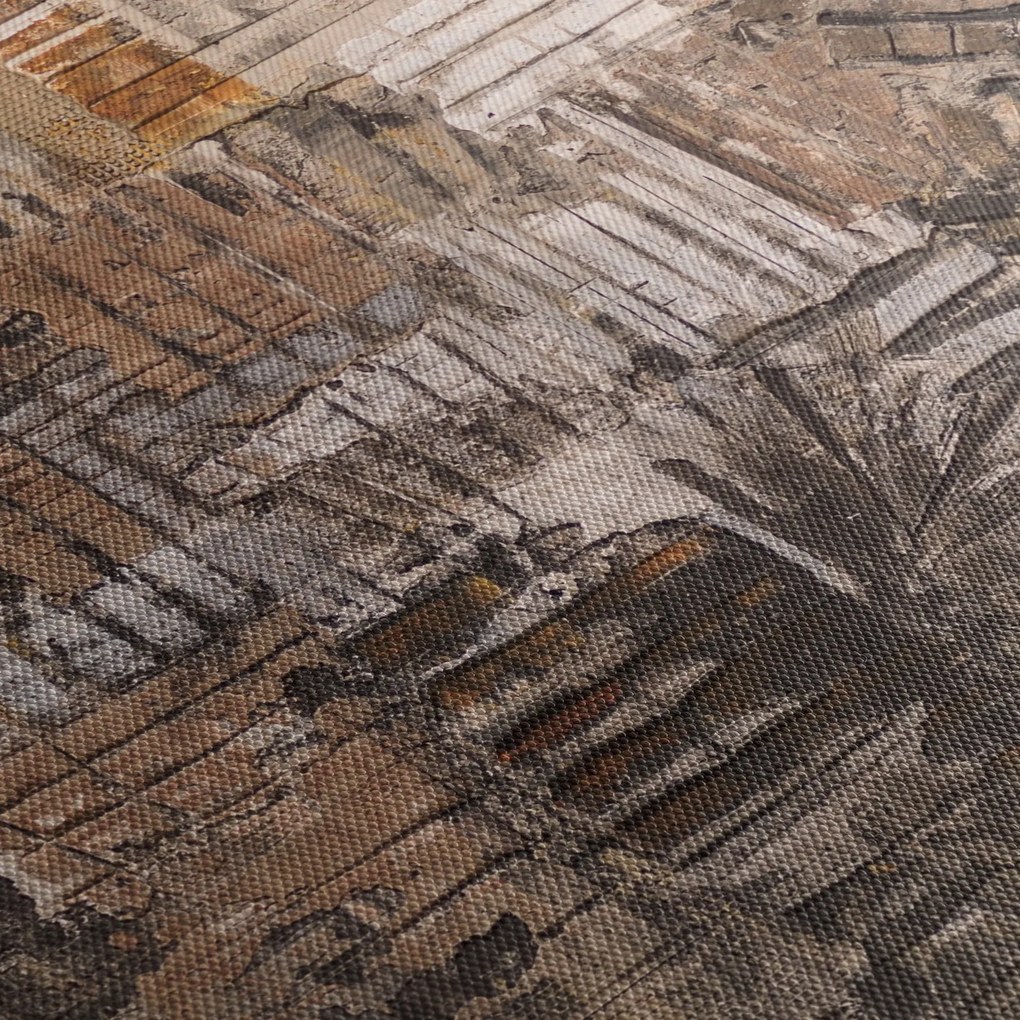 Kép - absztrakció barna tónusokkal (órával) (90x30 cm)