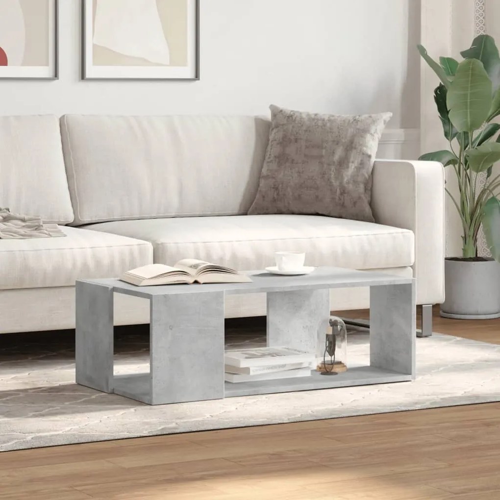 Betonszürke szerelt fa dohányzóasztal 89,5 x 48 x 30 cm