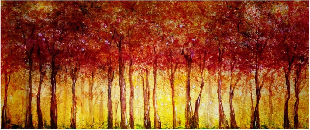 Kép - Lombhullató erdő festménye (120x50 cm)
