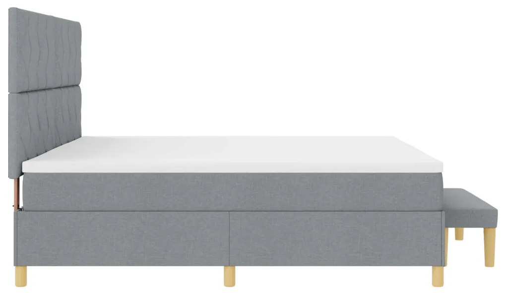 Boxspring ágy matraccal és paddal világosszürke 200x200 cm szövet