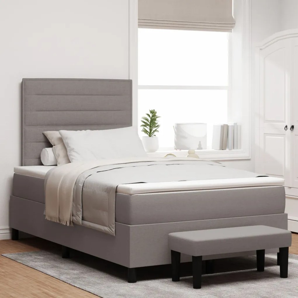 Box Spring Ágy Matraccal és Pad Taupe 120x200 cm Szövet