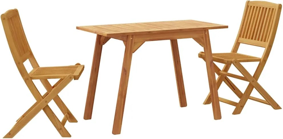 vidaXL 3 részes tömör akácfa erkély szett