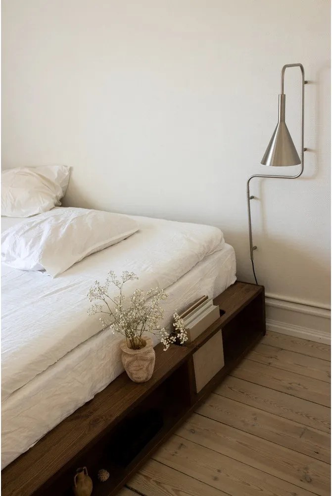 Barna borovi fenyő franciaágy ágyráccsal 160x200 cm Ziggy – Karup Design